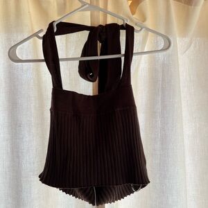 Glamorous Chocolate Ribbed Top